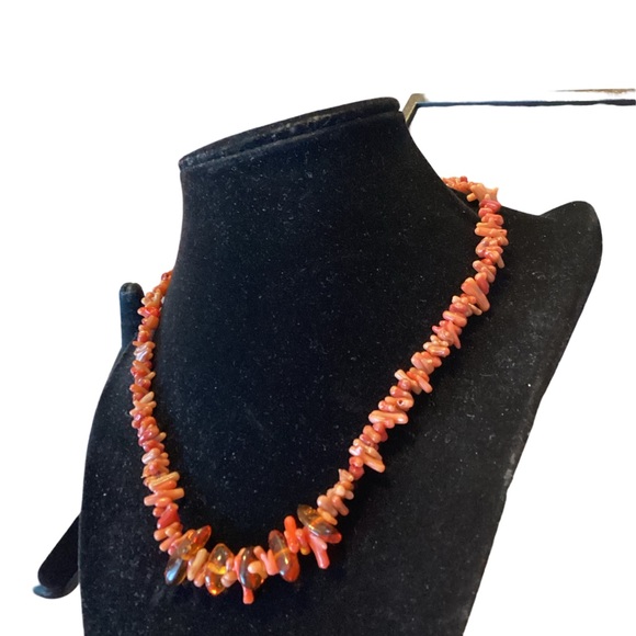 🚨Sale🚨!! Vintage Coral and Amber Necklace w/Sterling Closure - Picture 3 of 5
